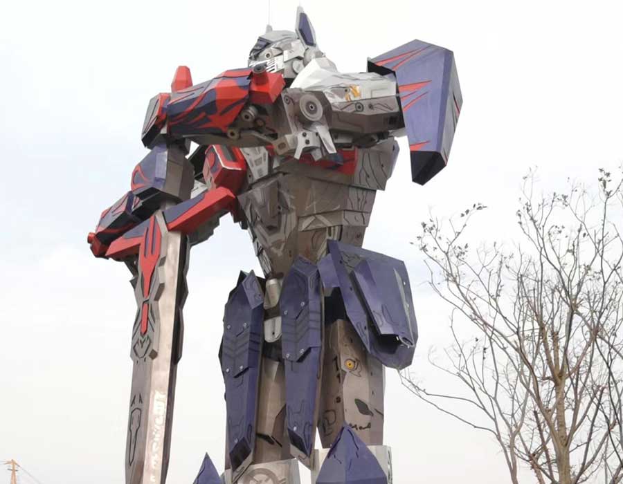 Metal Sculpture Stainless Steel Transformer Sculpture Transformer Statue Metal Robot Sculpture