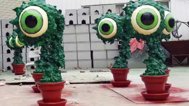 Resin Fiber Cartoon Character Statue The Eyes of Plants Cartoon Sculpture