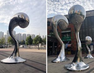 bonnie sculpture-Metal Sculpture Stainless Steel Water Drop Sculpture