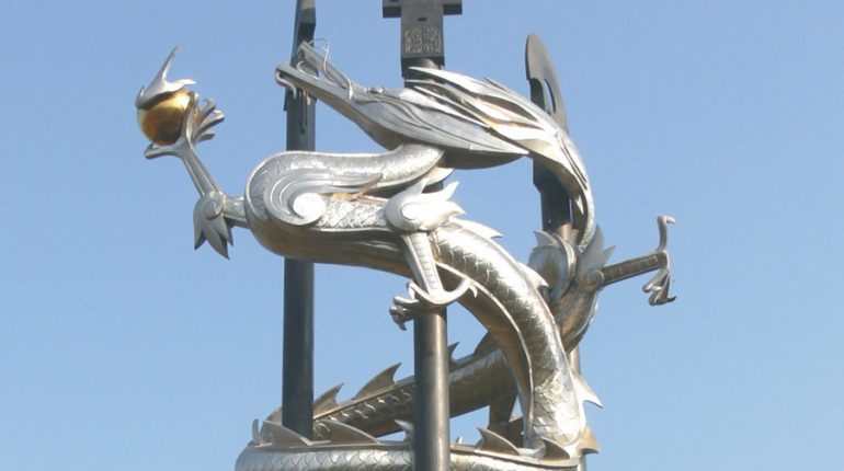 bonnie sculpture-Metal Sculpture Stainless Steel&Bronze Dragon Sculpture02