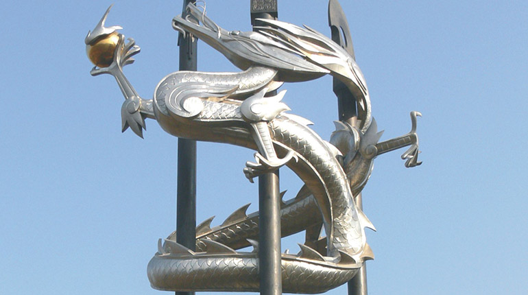 bonnie sculpture-Metal Sculpture Stainless Steel&Bronze Dragon Sculpture770x430