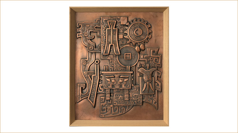 bonnie sculpture-Metal Wall Décor Copper Plate Classic Chinese Relief 770x430