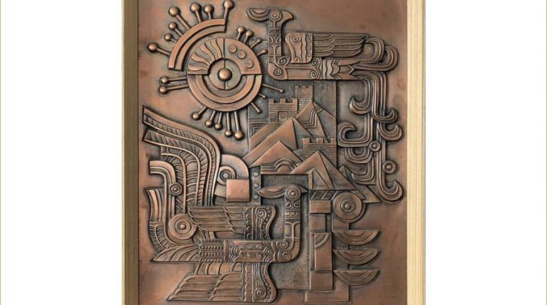 bonnie sculpture-Metal Wall Décor Copper Plate Phoenix Sculpture 900x700