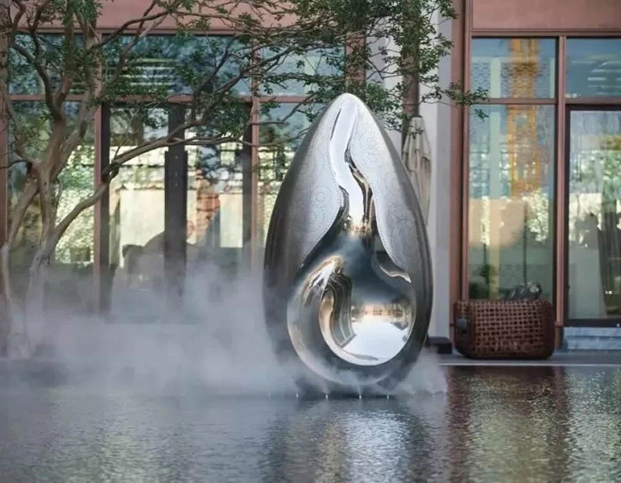 bonnie sculpture-Modern Stainless Steel Flower Bud Sculpture Water Feature Sculpture