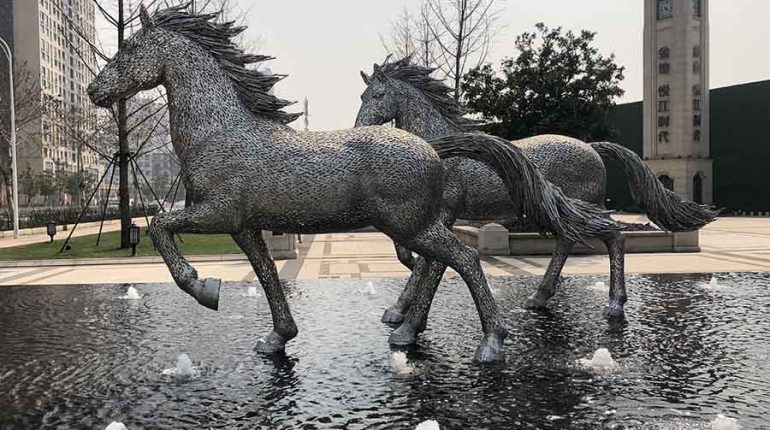 bonnie sculpture-Stainless Steel Animal Sculpture Running Horse Sculpture