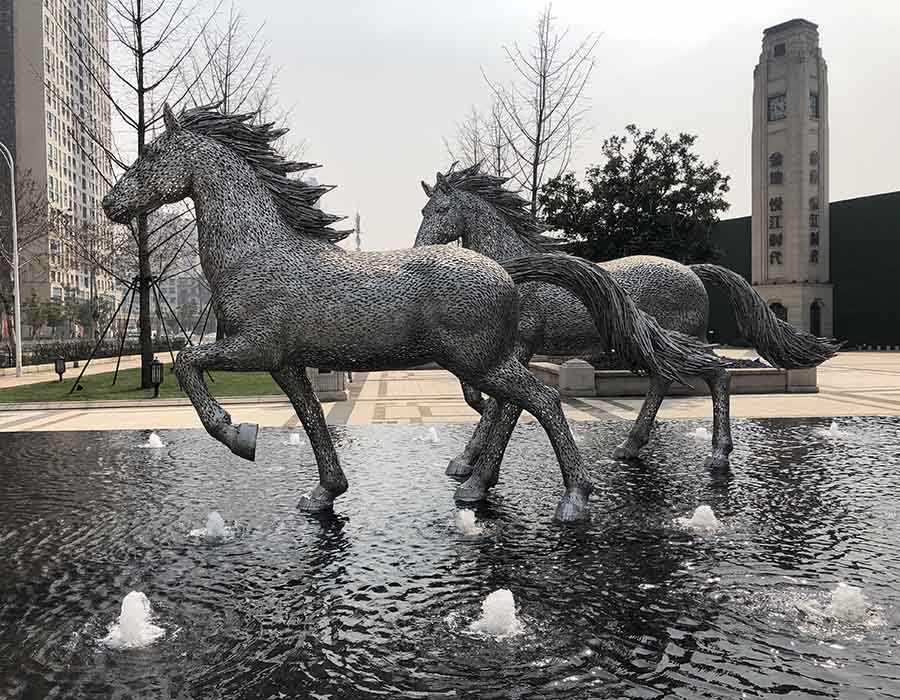 bonnie sculpture-Stainless Steel Animal Sculpture Running Horse Sculpture