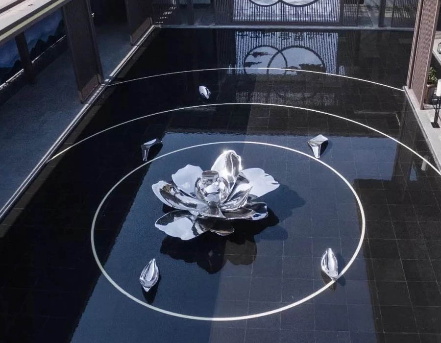 bonnie sculpture-Stainless Steel Blossoming Flower Sculpture Water Feature Sculpture