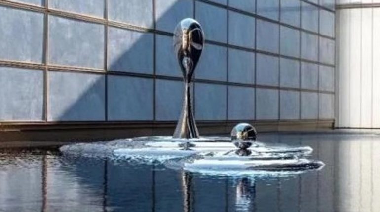 bonnie sculpture-Stainless Steel Water Drop Sculpture Water Feature Sculpture