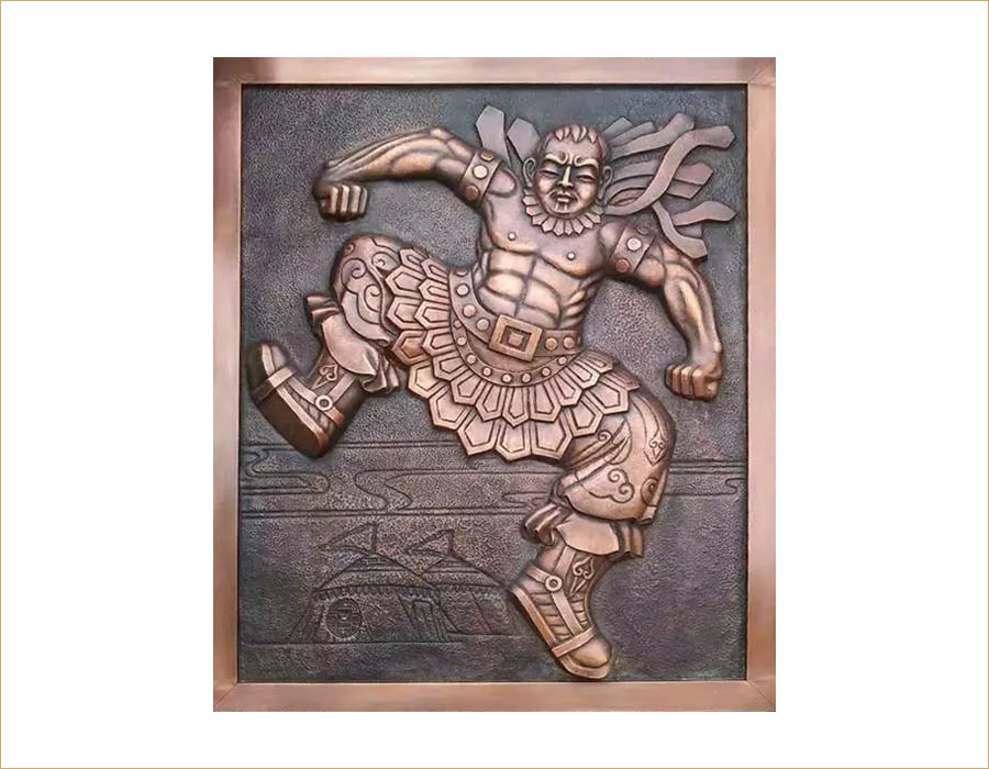 bonnie sculpture-Wall Décor Sculpture Copper Plate Wrestler Relief 900x700