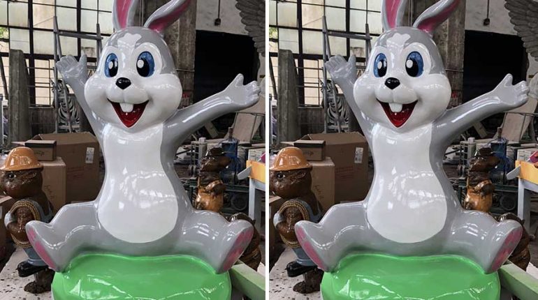 bonniesculpture-Resin Fiber Cartoon Rabbit Sculpture