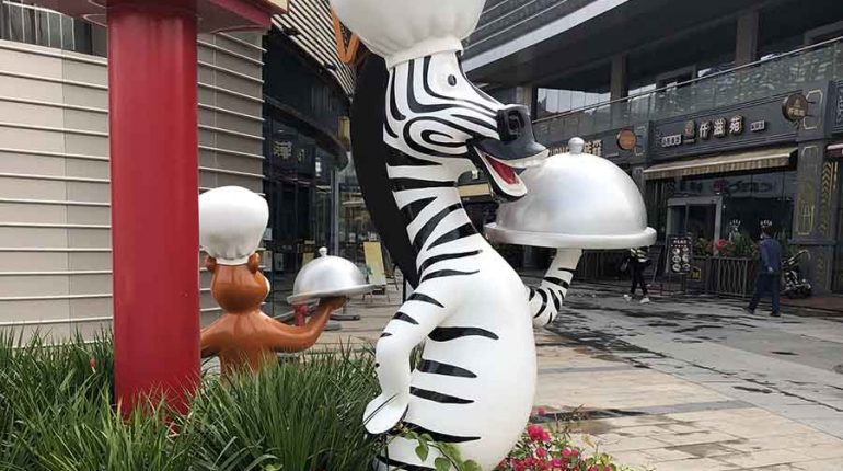 bonniesculpture-Resin Fiber Zebra Cartoon Statue Cartoon Sculpture