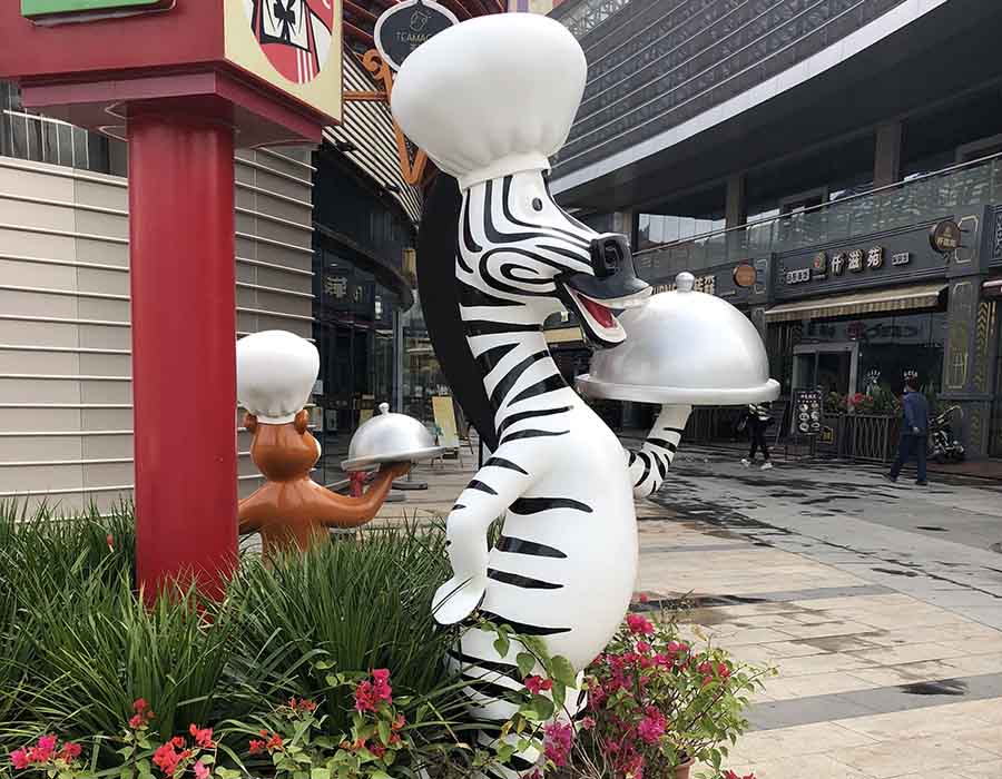 bonniesculpture-Resin Fiber Zebra Cartoon Statue Cartoon Sculpture