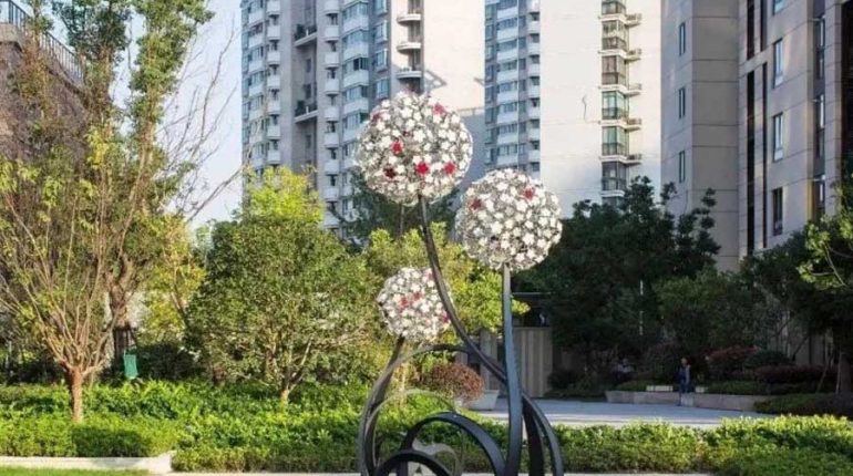 bonniesculpture-Stainless Steel Dandelion Sculpture