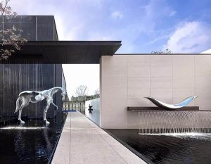 bonniesculpture-Stainless Steel Horse Sculpture Metal Water Feature Sculpture